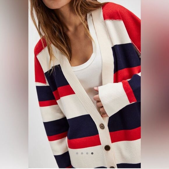 NEW! Free People League of Her Own Cardigan - Americana Size XS - Picture 3 of 3